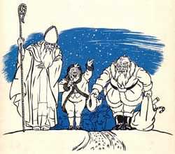 Bishop Nicholas, Knickerbocker Santa, and Santa Claus